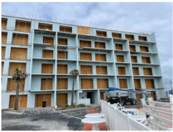 Roof slab demo on the balcony side of the building